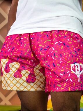 Baseball Lifestyle 101 Ice Cream Mesh Strawberry Shorts Sz L